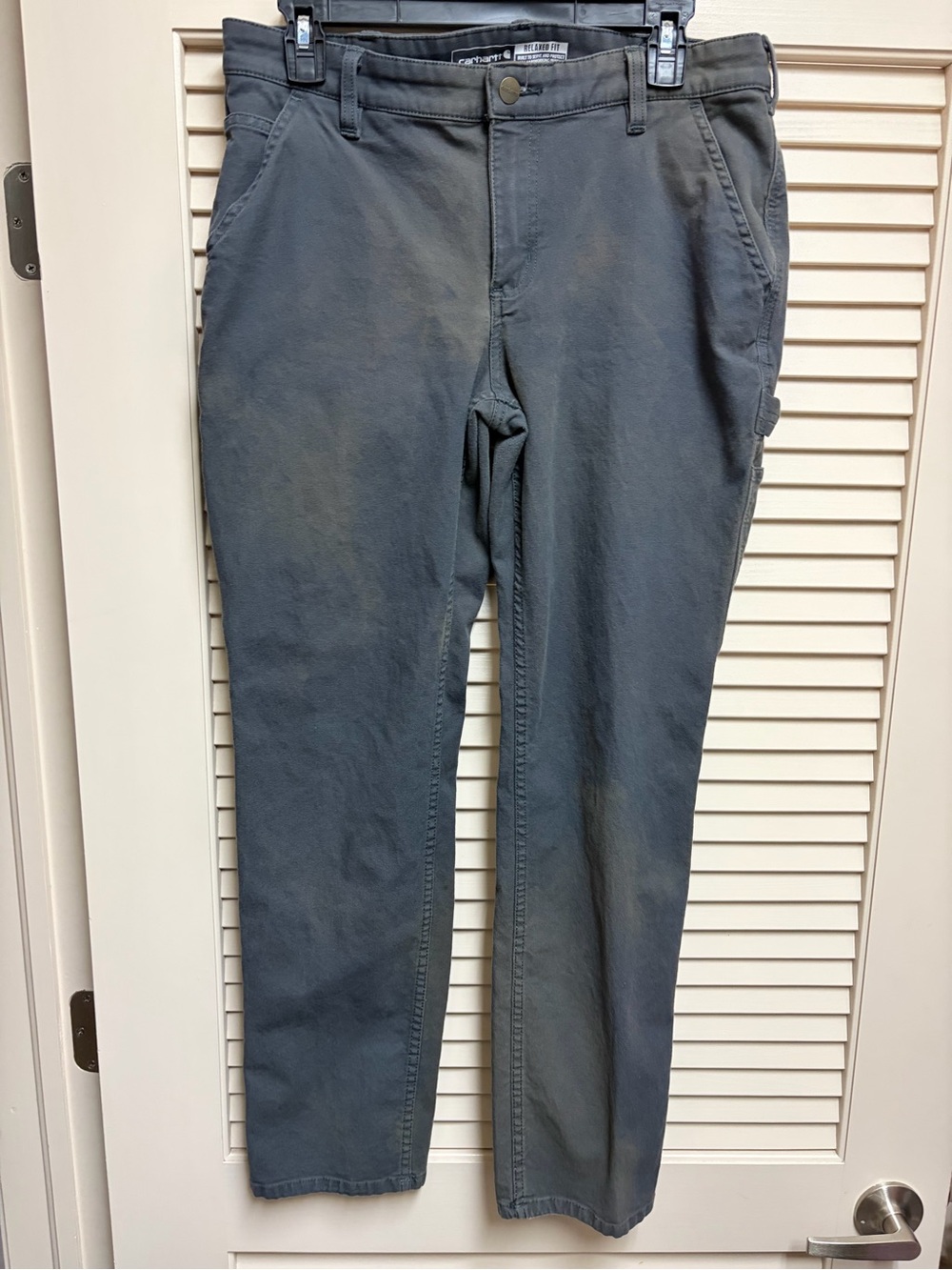 Carhartt Womens 8 Relaxed Fit Utility Work Pants Gray Stretch Carpenter Faded